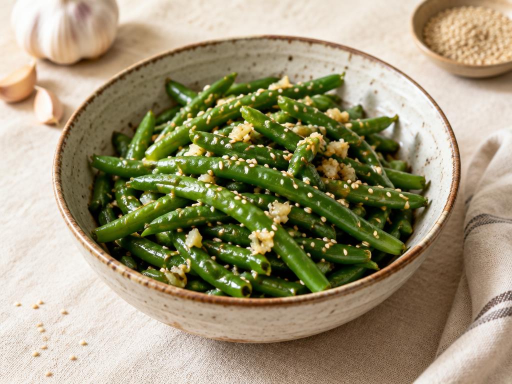 Green beans salad with garlic