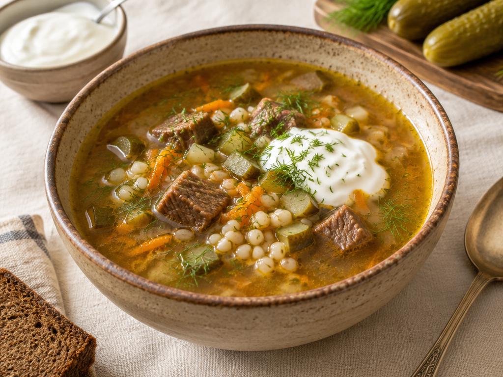 Rassolnik with beef (Argentina)